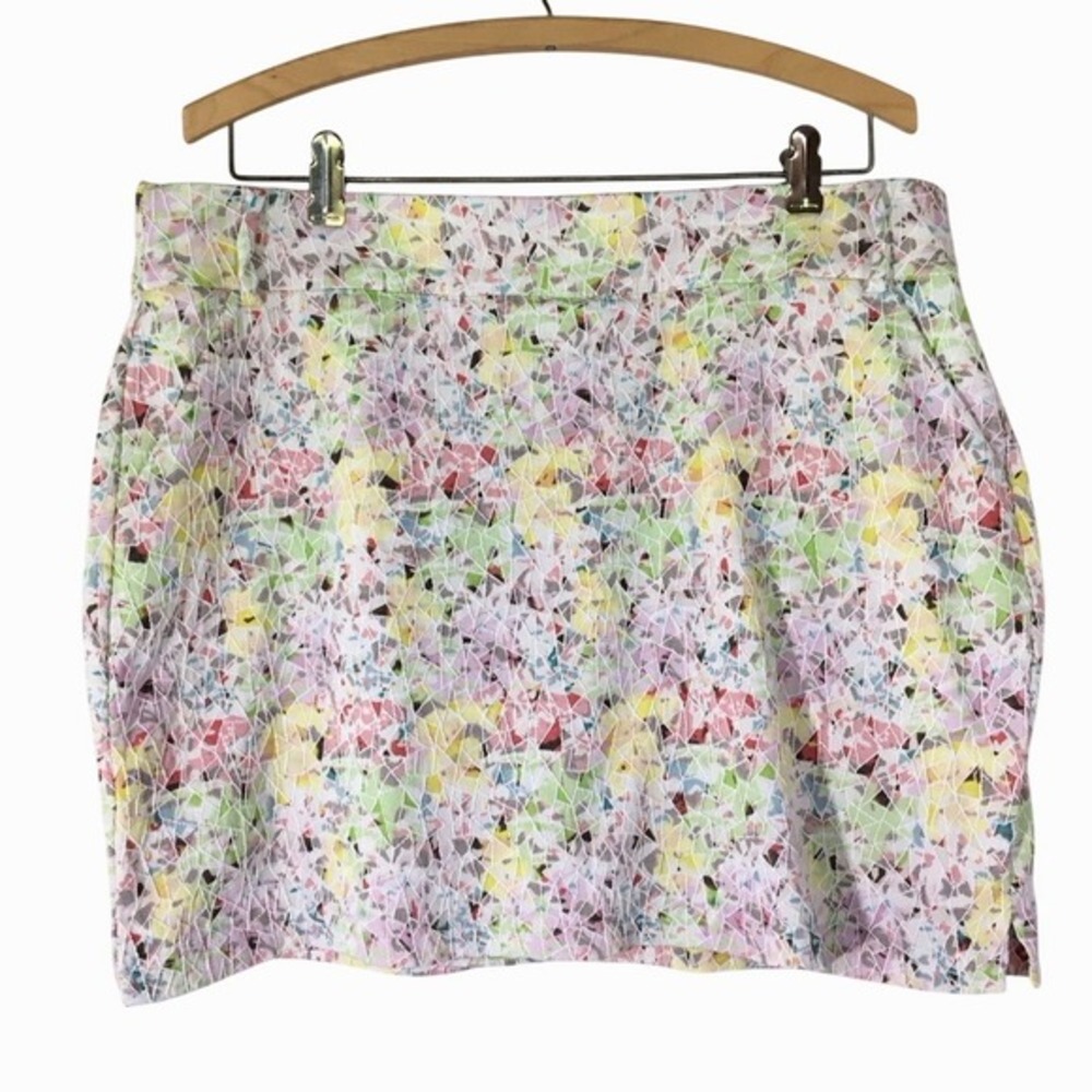 Attyre Abstract Mosaic‎ Embroidered Skort Size 14 Multi-Color